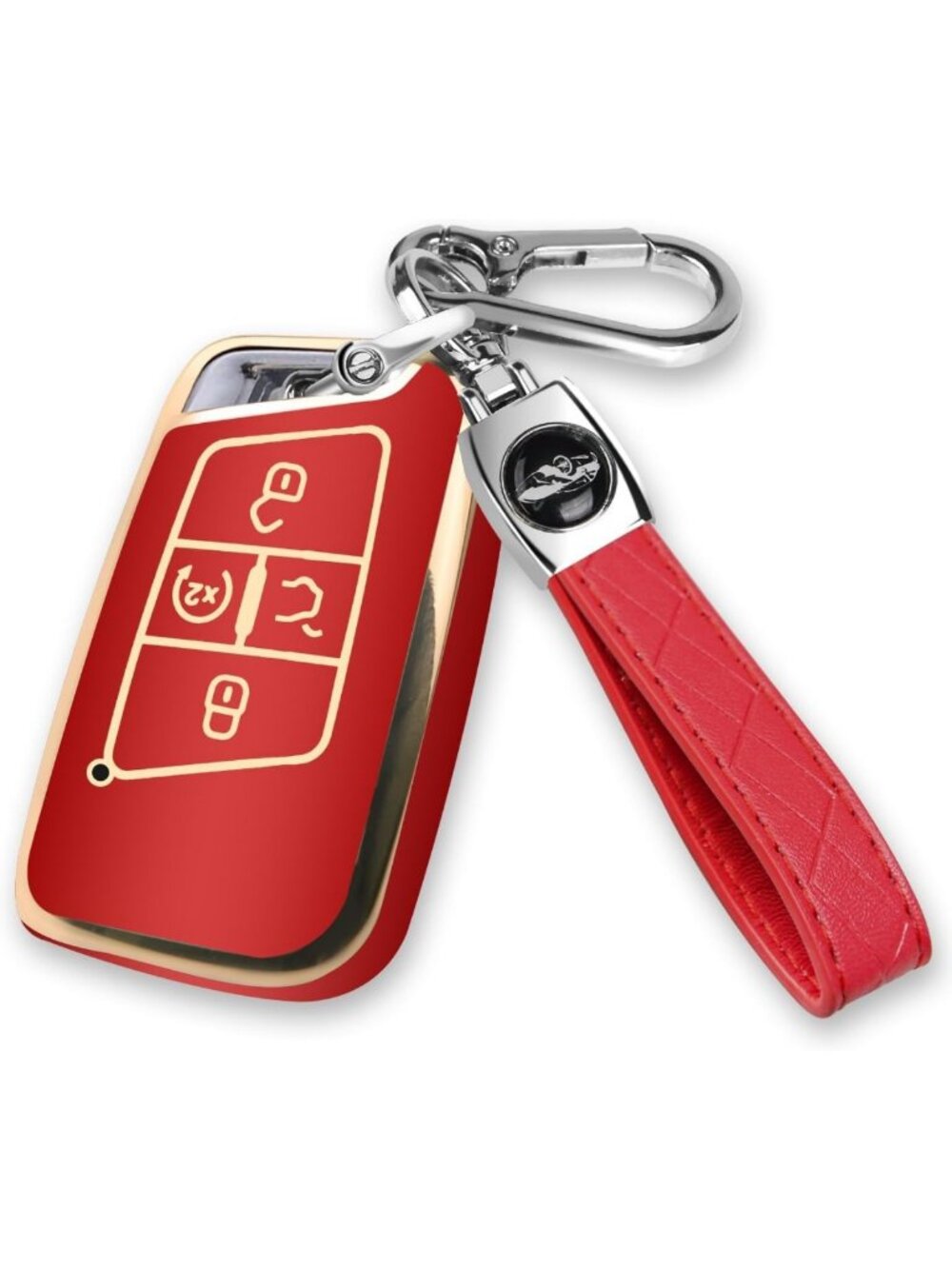 Soft TPU Key Fob Cover with Keychain for VW Atlas Jetta Tiguan Golf - Red